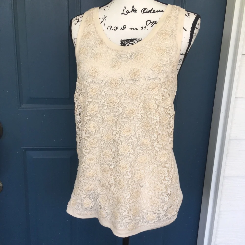 🔴 4 for $25 J. Crew Textured Floral Tank - Picture 1 of 5
